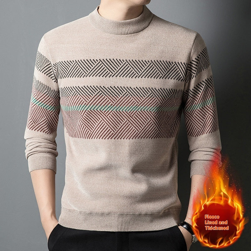Men's Thermal Knitting Middle-aged Fleece Lined Sweater