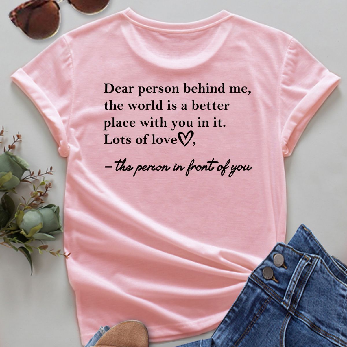 Women's Letter Printed Fashionable Round Neck Short Sleeved Shirt