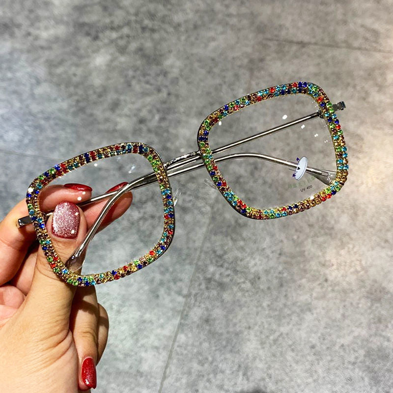 Korean Fashion Trendy Square Diamond-studded Glasses