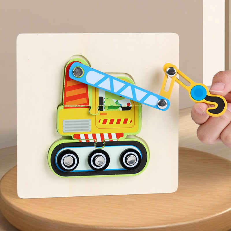 Children Early Childhood Education Develop Wooden Traffic Puzzle Toys.