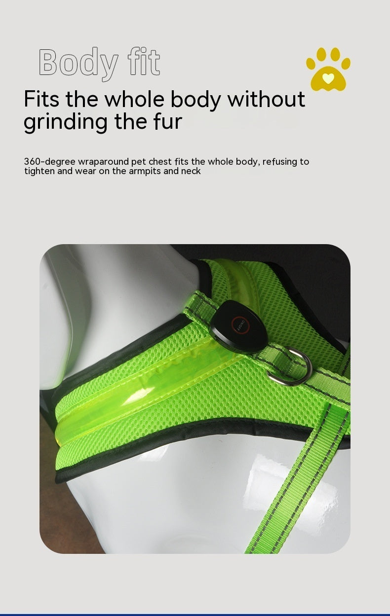 LED Luminous Dog Harness Led USB Charging Dog Chest Strap Vest Pet Safety Reflective Harness Pet Vest For Puppy Large Dog Pet Products - EL CHEG