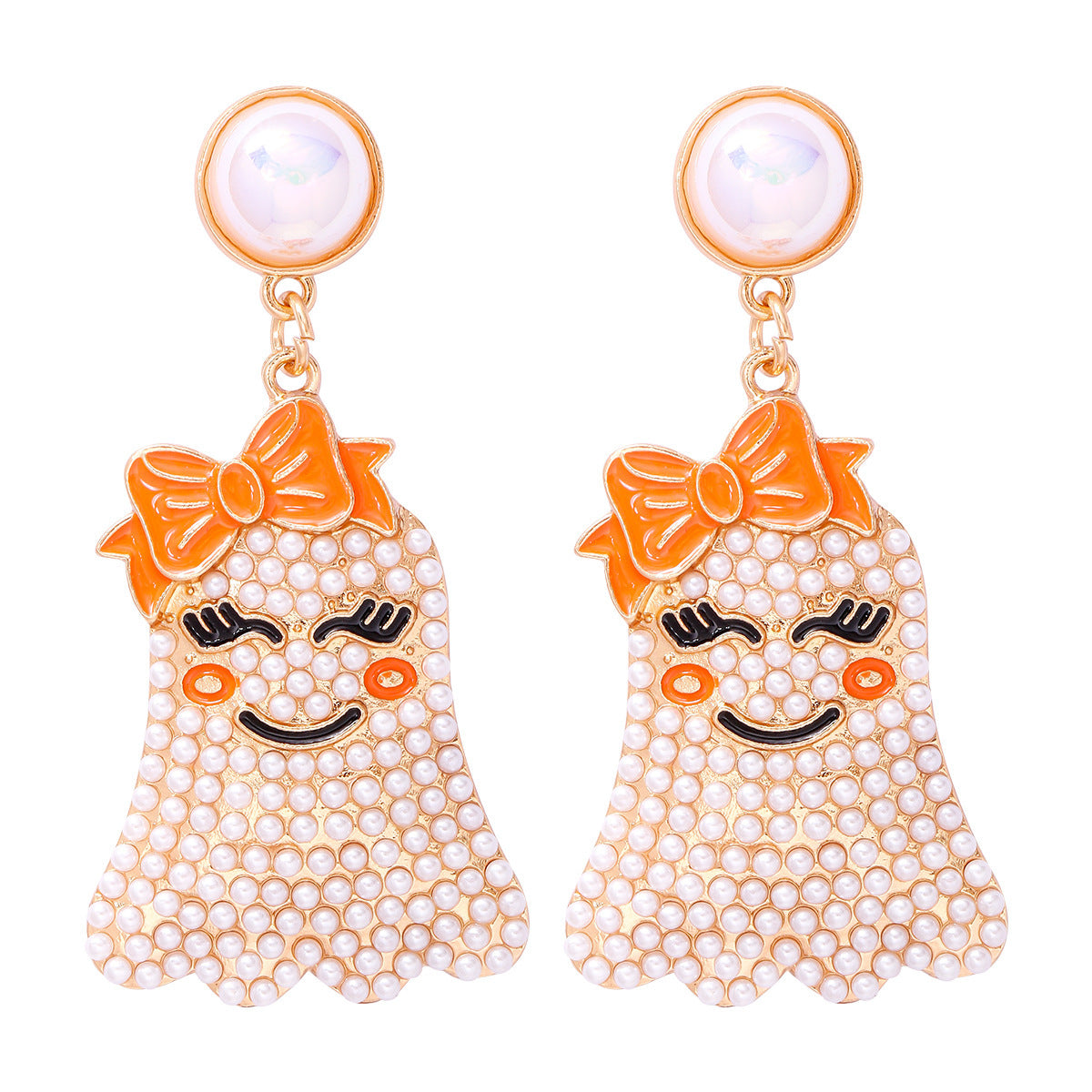 Little Ghost Pearl Personalized Earrings Halloween Ghost Festival