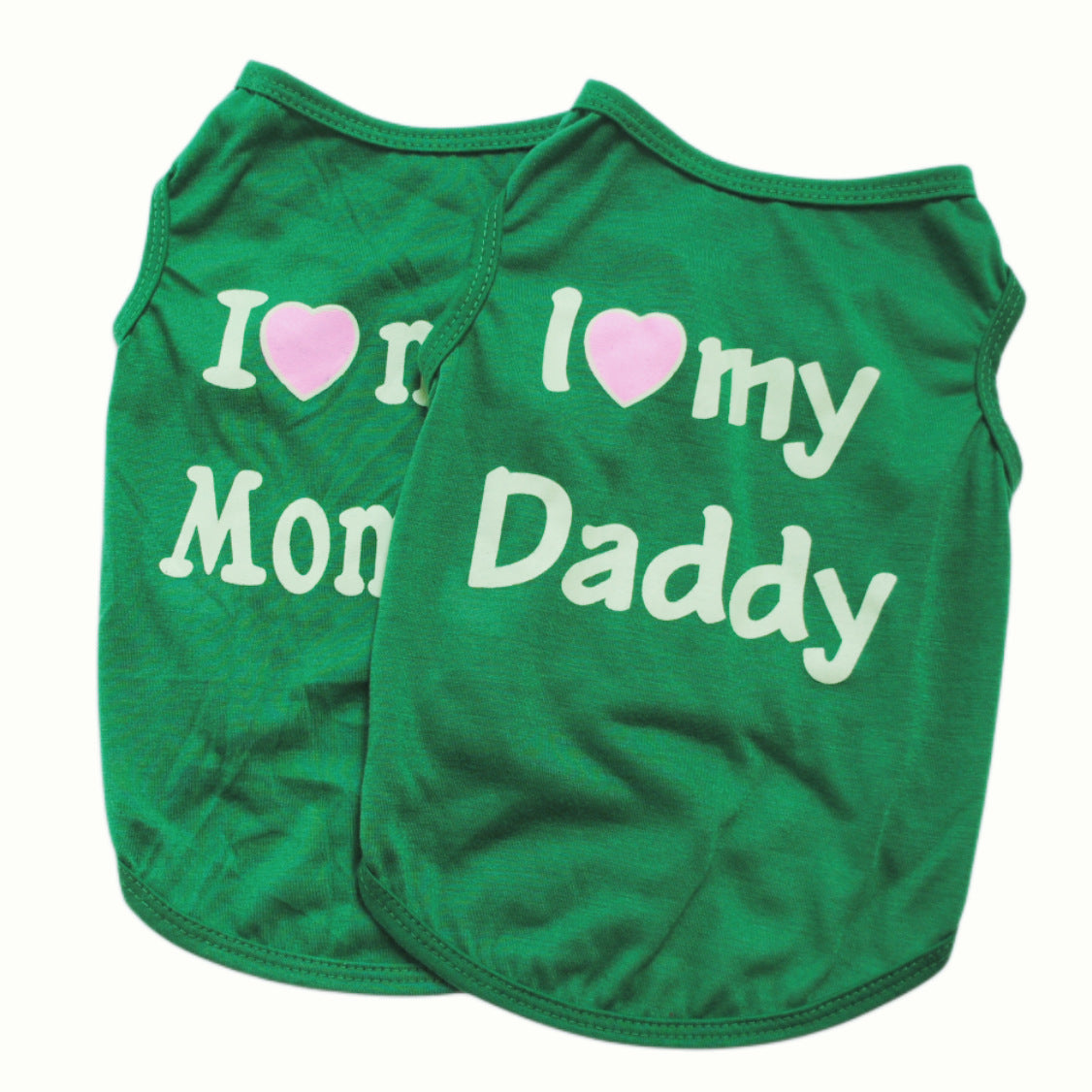 Pet Puppy Clothes Vest Classic Look Love Dad Love Mom