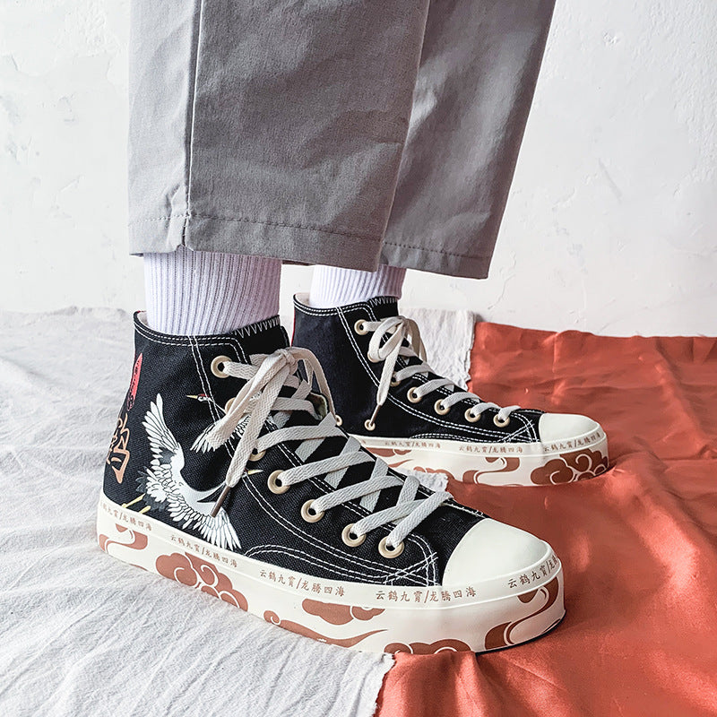 Guochao Hand-painted Yunhe Jiuxiao Canvas Shoes Men's Graffiti Tide Version Couple Leisure