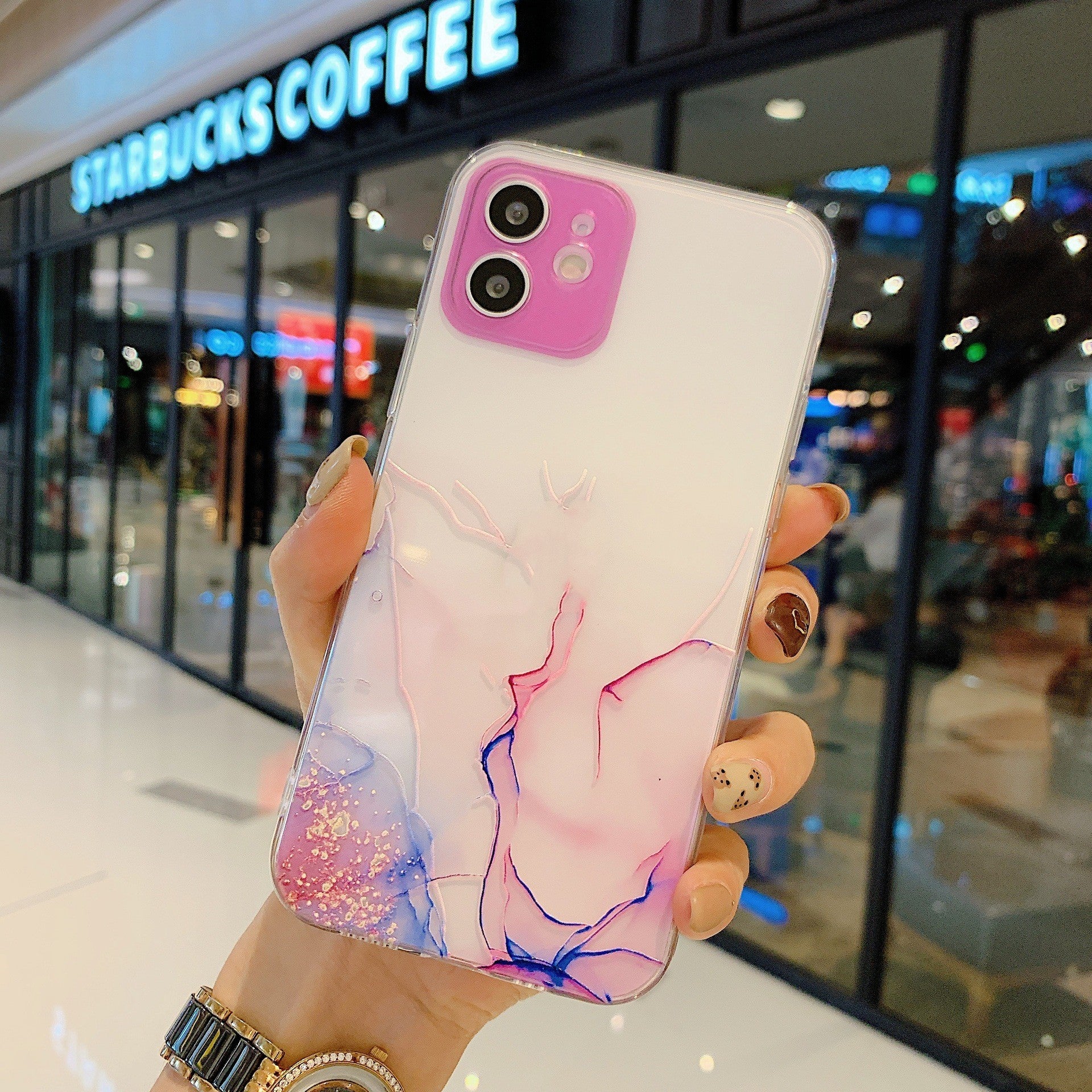 Fine Hole Hollow Marble Tpu Shell Transparent Soft Shell
