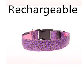 LED Dog Collar Safety Adjustable Nylon Leopard Pet Collar - EL CHEG