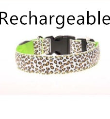 LED Dog Collar Safety Adjustable Nylon Leopard Pet Collar - EL CHEG