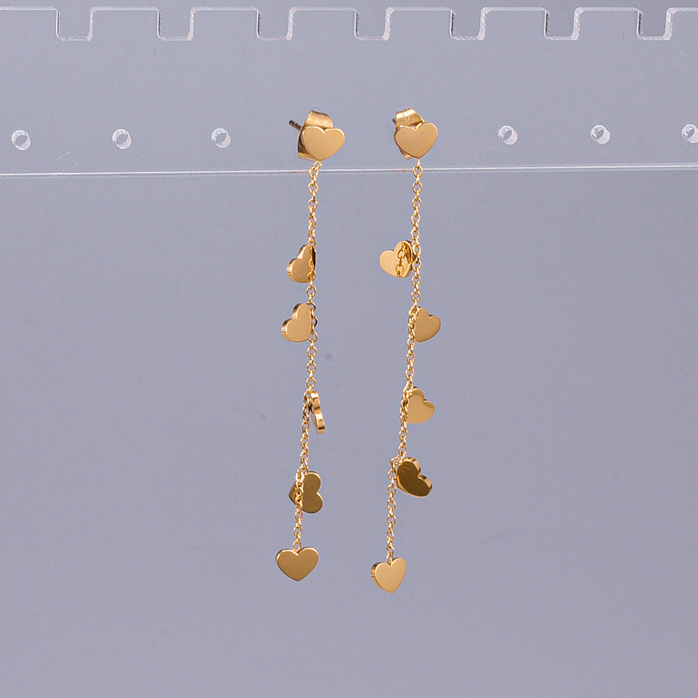 Girly Heart Mini Love Leaf Tassel Pendant Earrings