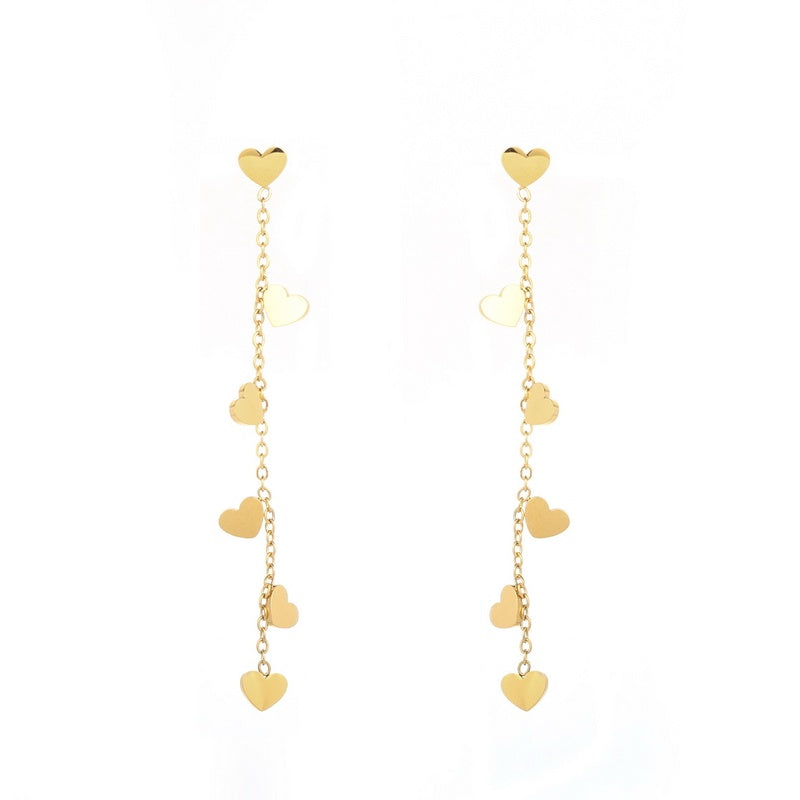 Girly Heart Mini Love Leaf Tassel Pendant Earrings