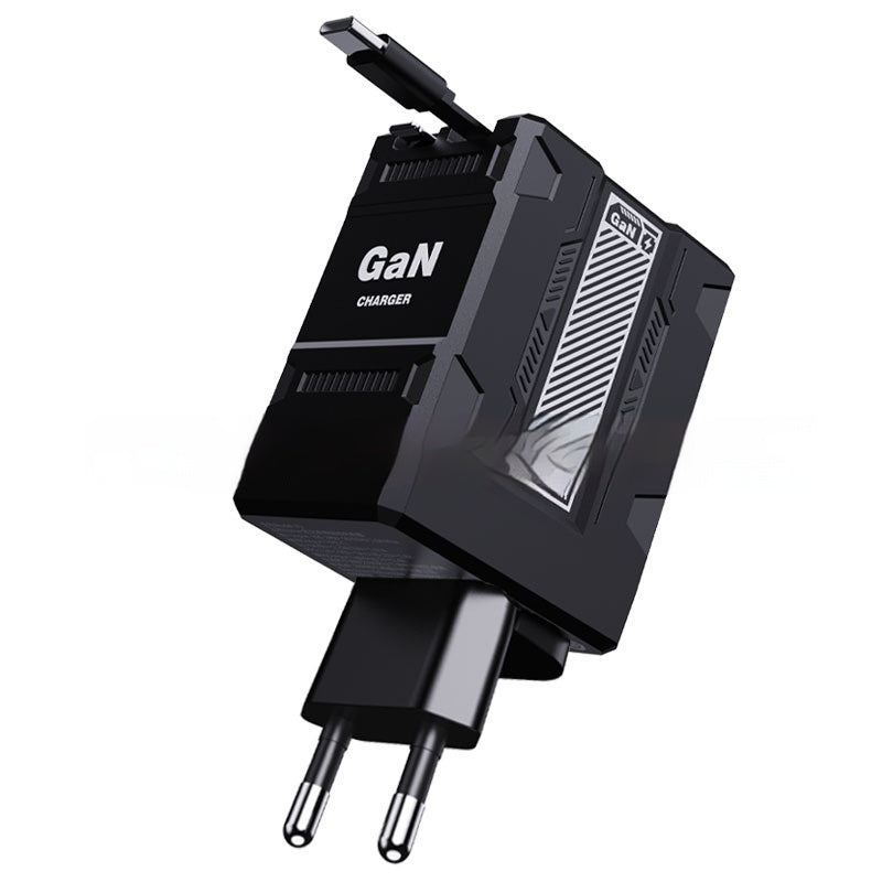 Popular F2 Gallium Nitride Fast Charge Charging Plug Double Flexible Wire
