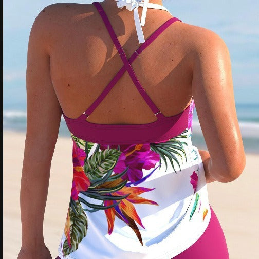 Ladies New Large Flower Split Women's Swimsuit