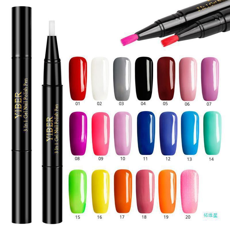 5pcs Nail Polish Pen 3 In 1 One Step Glue Pen Multicolor - EL CHEG