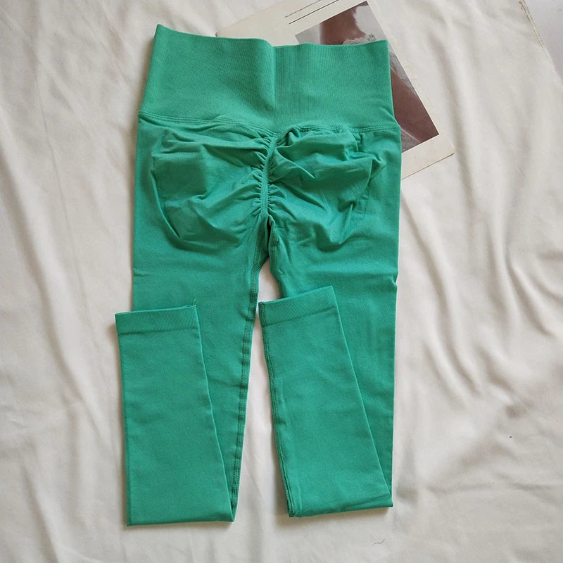 Seamless Sport Yoga High Waist Pants Leggings Sport See Through Yoga Gym Running Quick Dry Pants Scrunch Butt Pants - EL CHEG