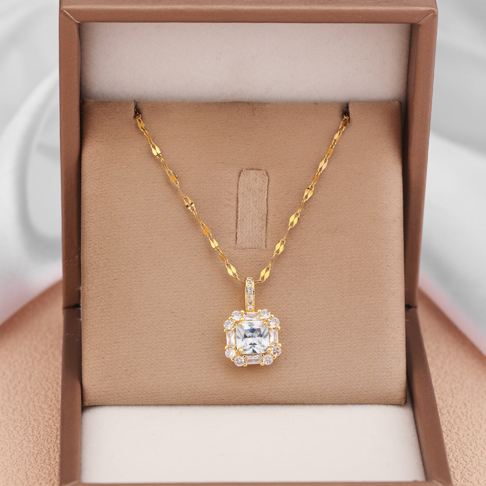 Women's Special-interest Design Inlaid Zircon Titanium Steel Clavicle Chain