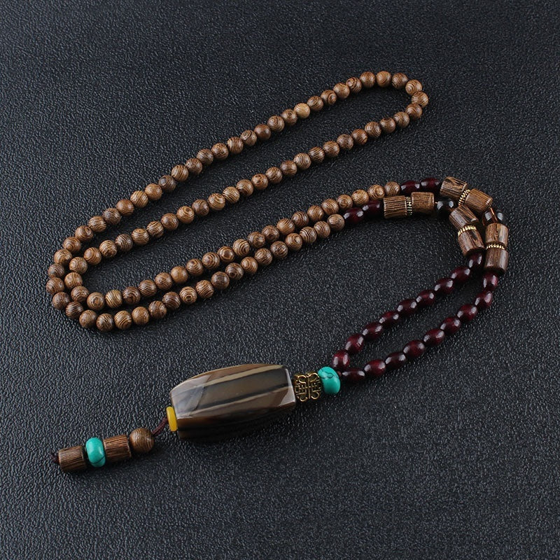 Men's And Women's Necklaces Retro Wooden Bead Sweater Chain Long Bodhi Pendant