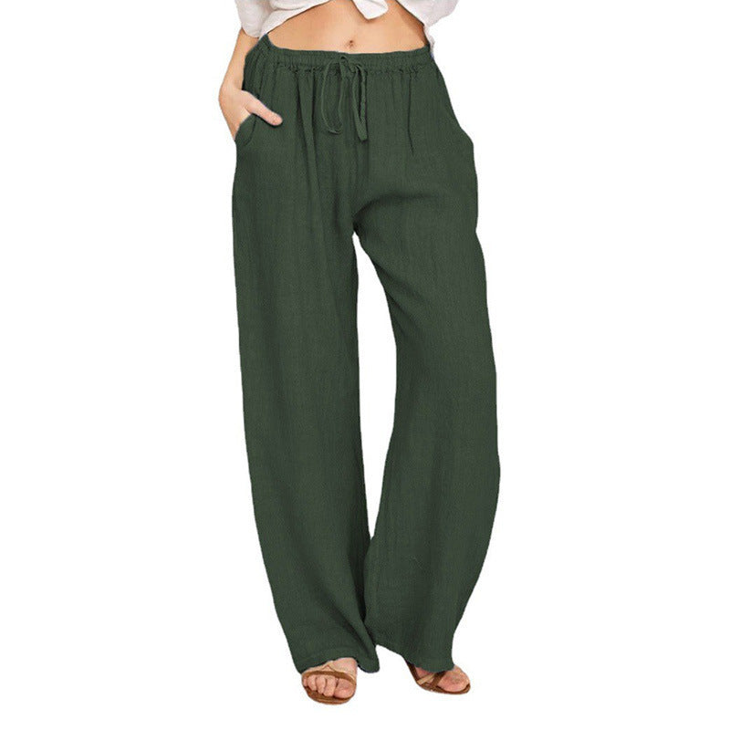 Women Casual Lightweight Drawstring Elastic Waist Pants With Pockets
