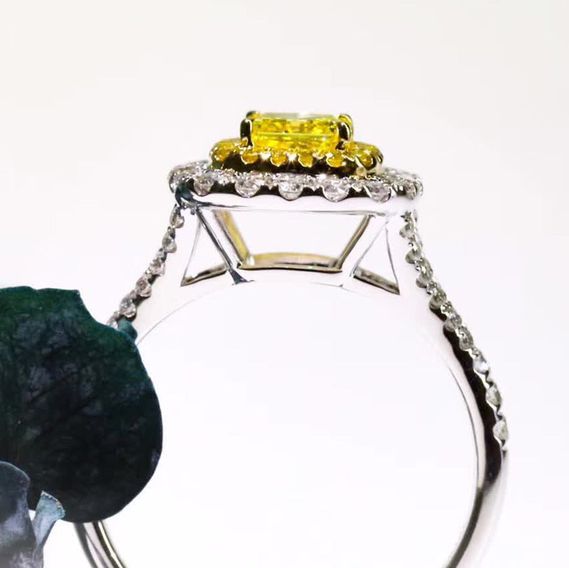 Women's Micro Inlaid Zircon Artificial Diamond Ring Princess