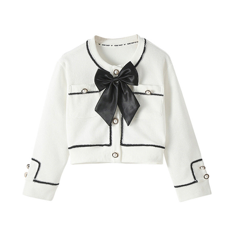 Girls' Waffle Pleated Skirt Two-piece Set