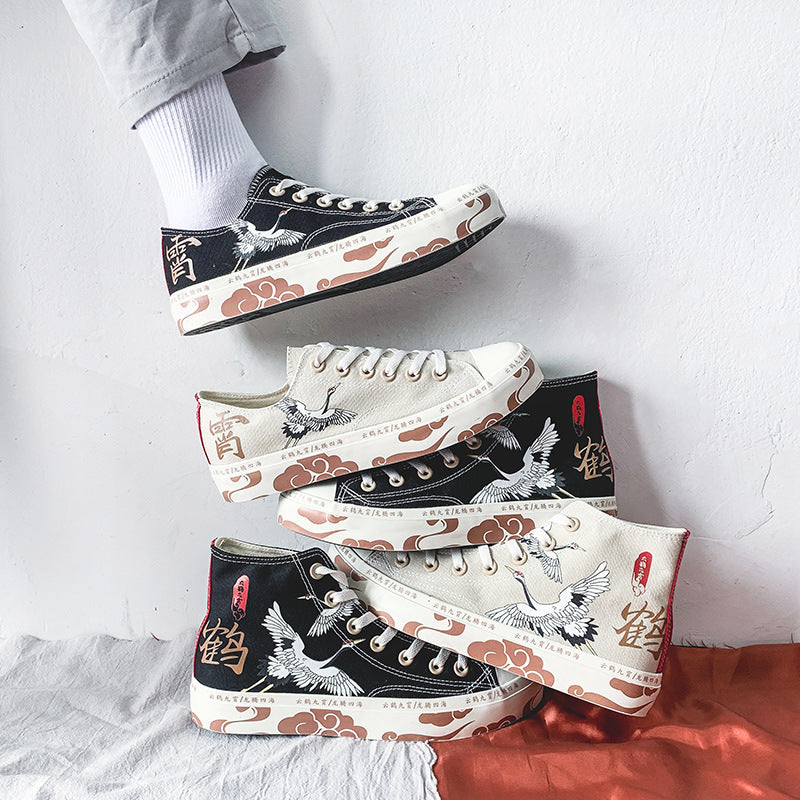 Guochao Hand-painted Yunhe Jiuxiao Canvas Shoes Men's Graffiti Tide Version Couple Leisure