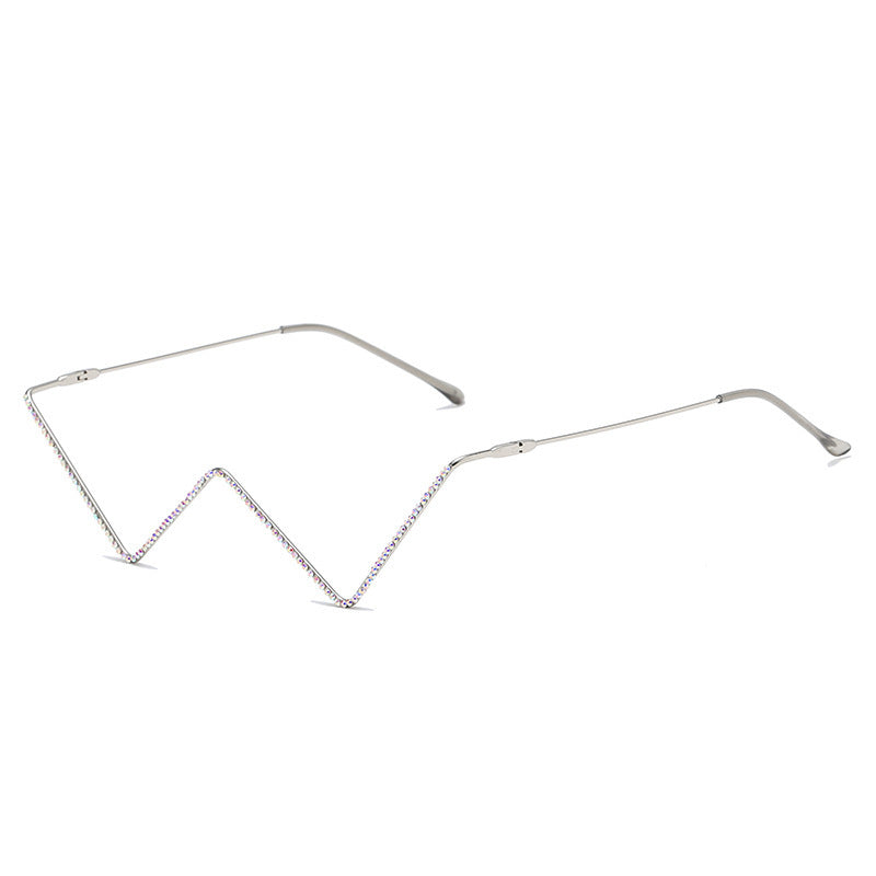 Metal Diamond-studded Glasses Half-frame Street Shooting V-shaped Decorative Frame