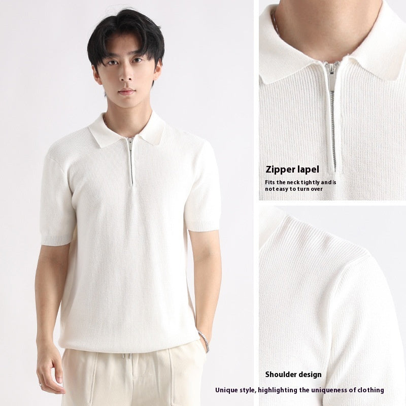Men's Knitted Short-sleeved Ice Silk Polo Shirt
