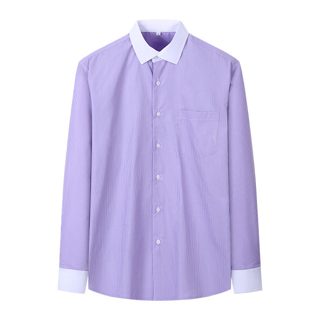 Plus Size Men's Casual American-style Long-sleeved Striped Shirt