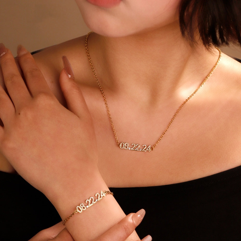 Stainless Steel Diamond Studded Digital Bracelet, Non Fading Necklace