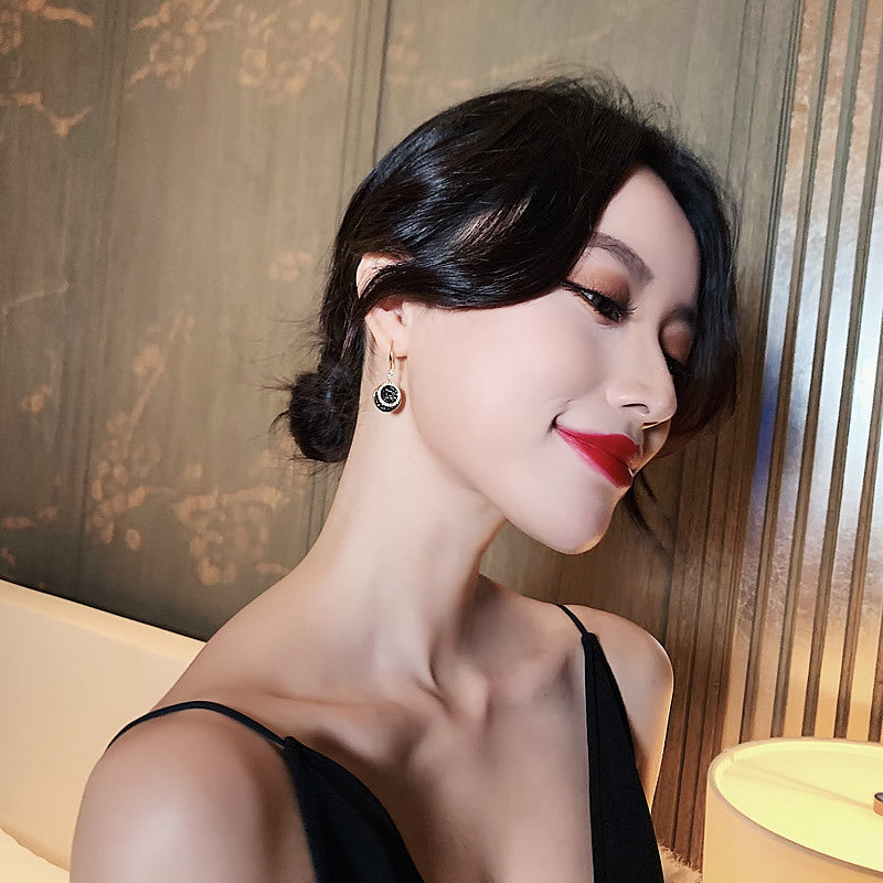 Retro Hong Kong Style Elegant Earrings Round Piece Fashion All-match