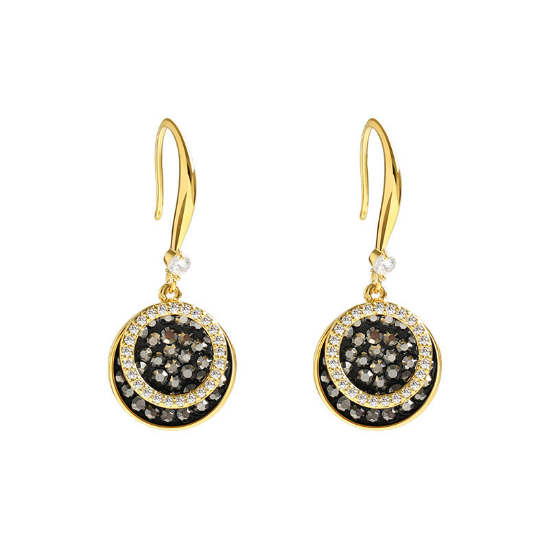 Retro Hong Kong Style Elegant Earrings Round Piece Fashion All-match