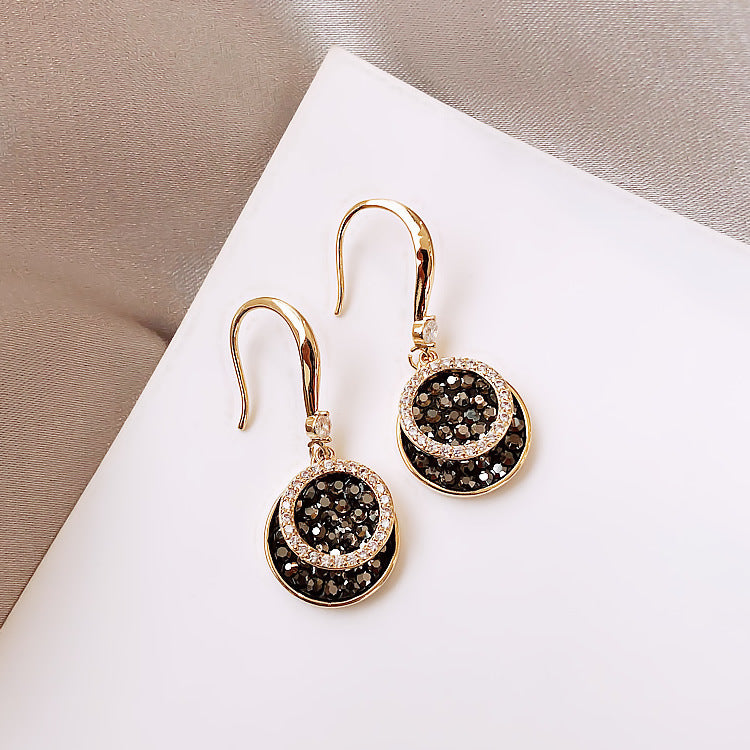 Retro Hong Kong Style Elegant Earrings Round Piece Fashion All-match