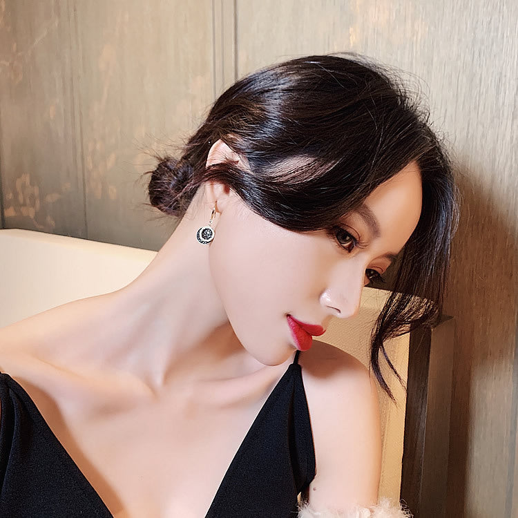 Retro Hong Kong Style Elegant Earrings Round Piece Fashion All-match