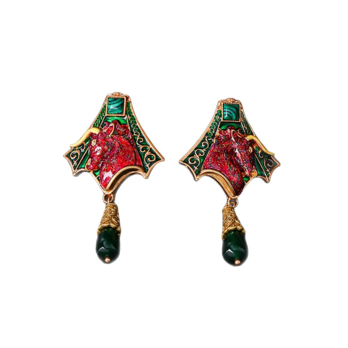 Ox Head Stud Earrings Retro Mid-ancient Light Luxury Earrings Eardrops