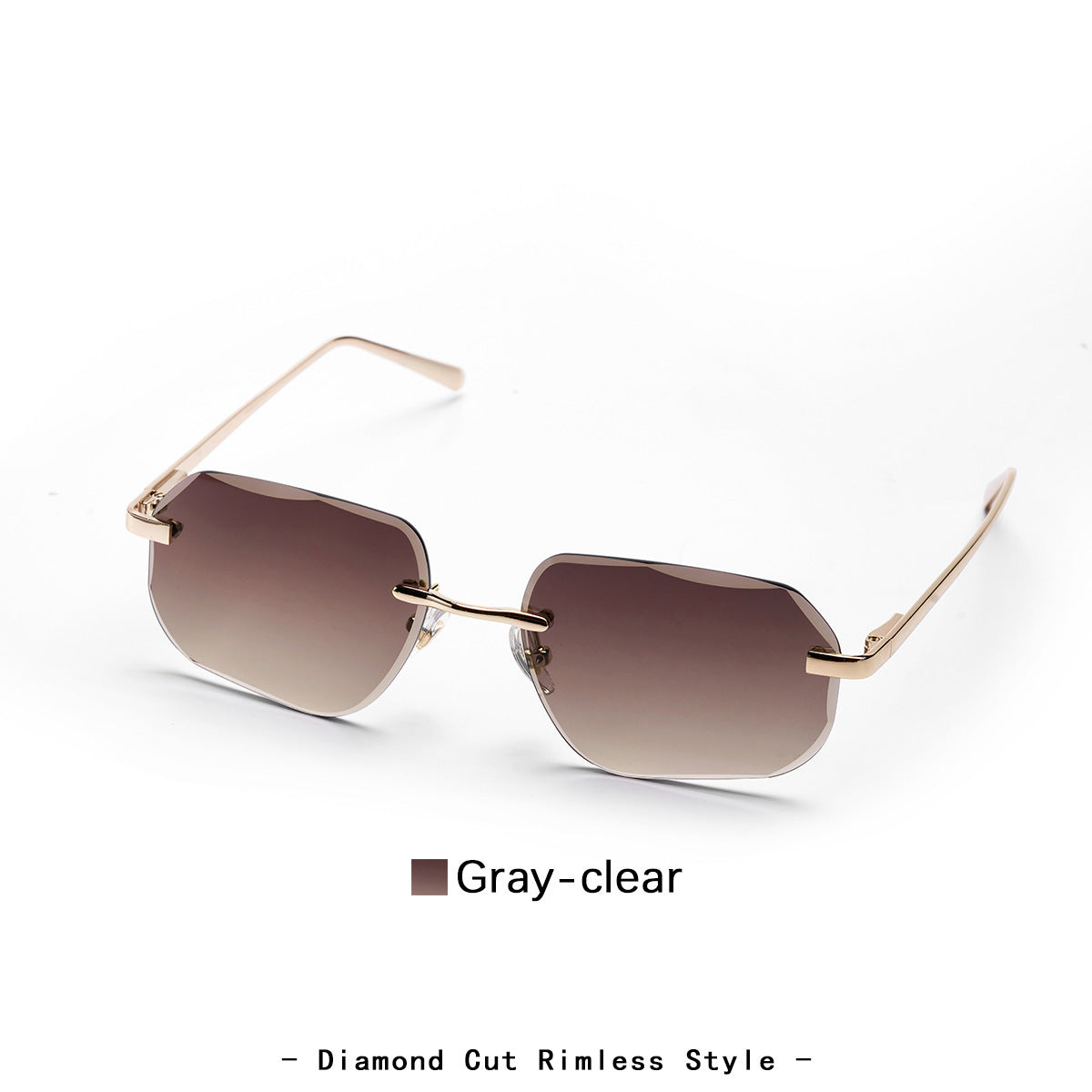 Metal Frameless Diamond Cut Spring Hinge Sunglasses