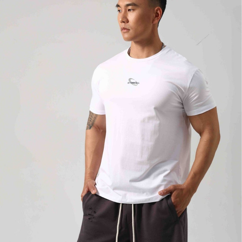 Men's Short Sleeve New Small Neckline Show Muscle Sports Fitness Short Sleeve