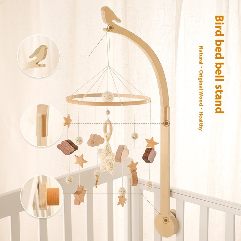 Wooden Bird Bed Bell Bracket To Appease Baby.
