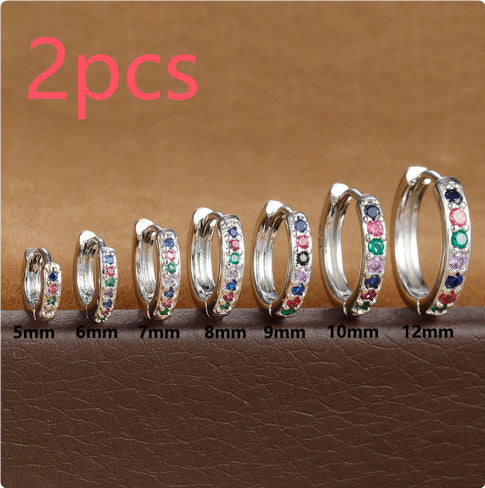 Trendy Circle Zircon Perforated Stud Earrings