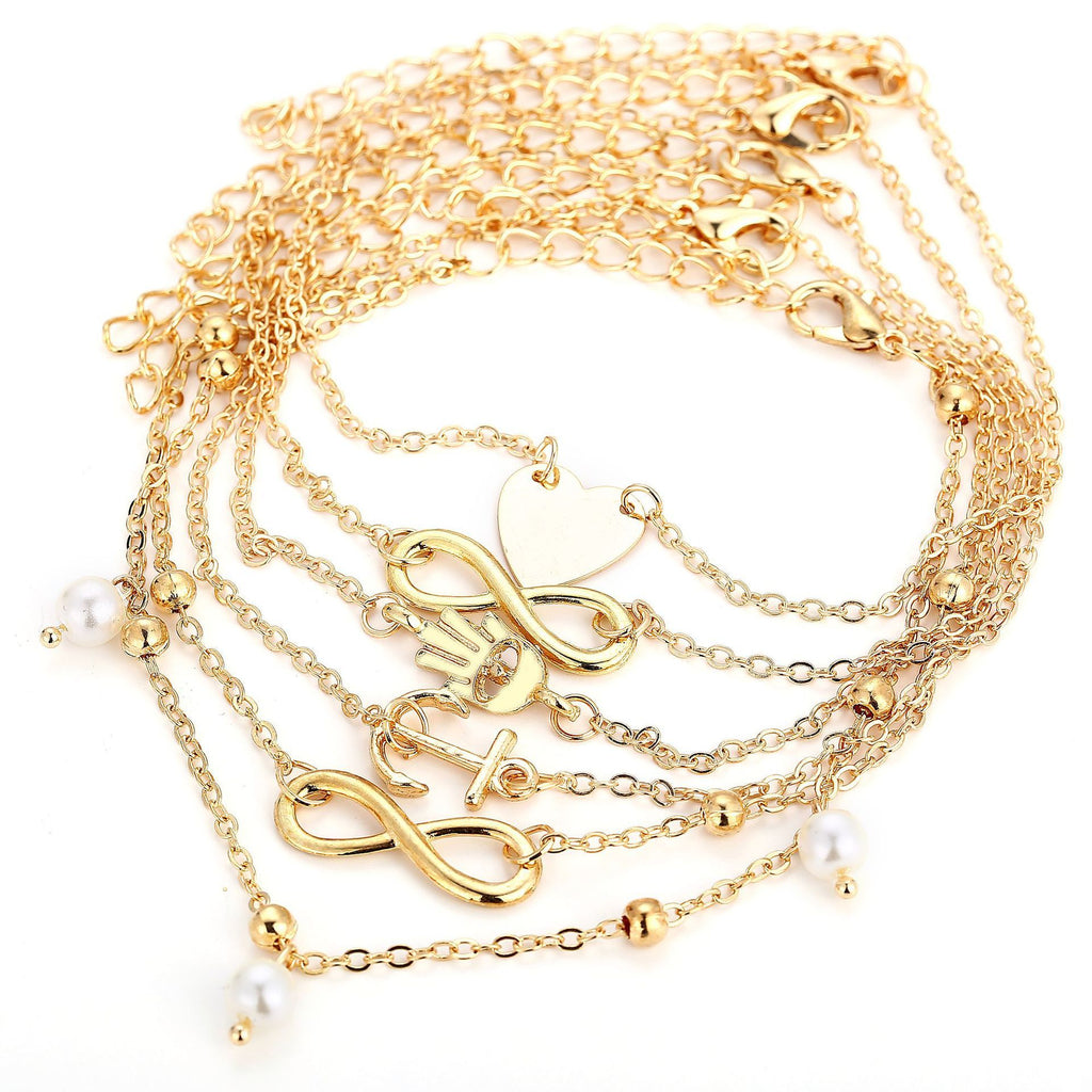 European and American Lady Anklet Bracelet Multi Set
