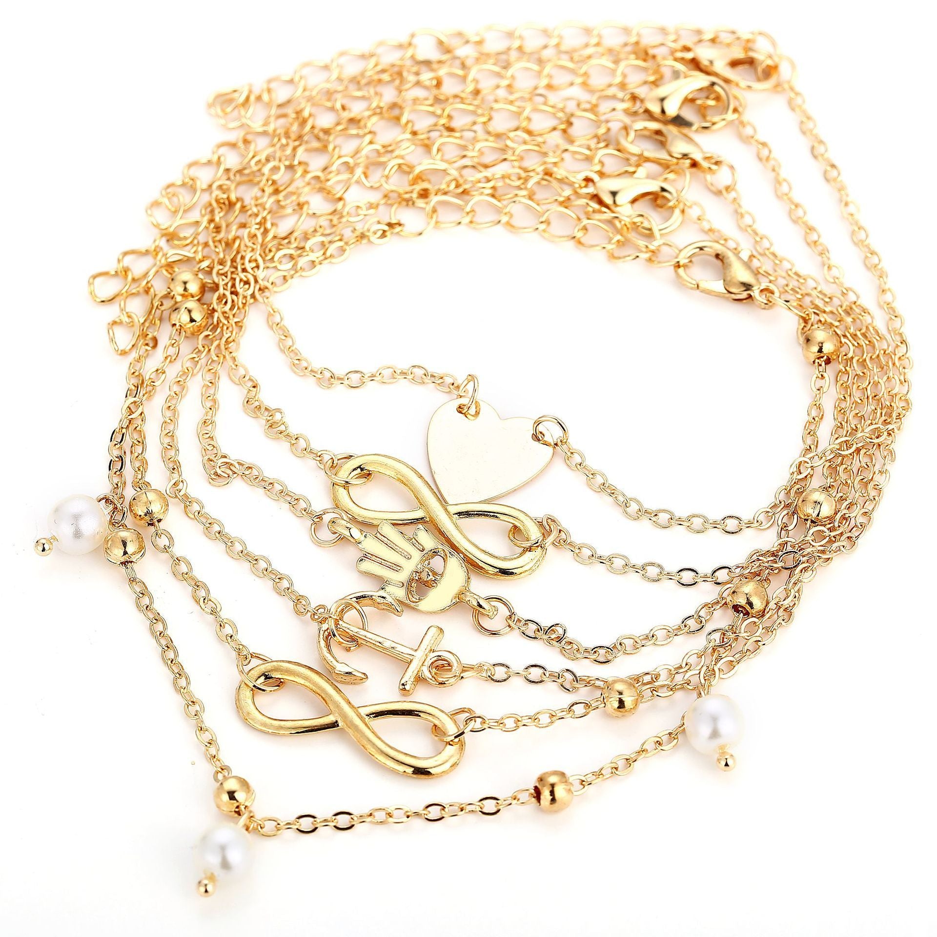 European and American Lady Anklet Bracelet Multi Set