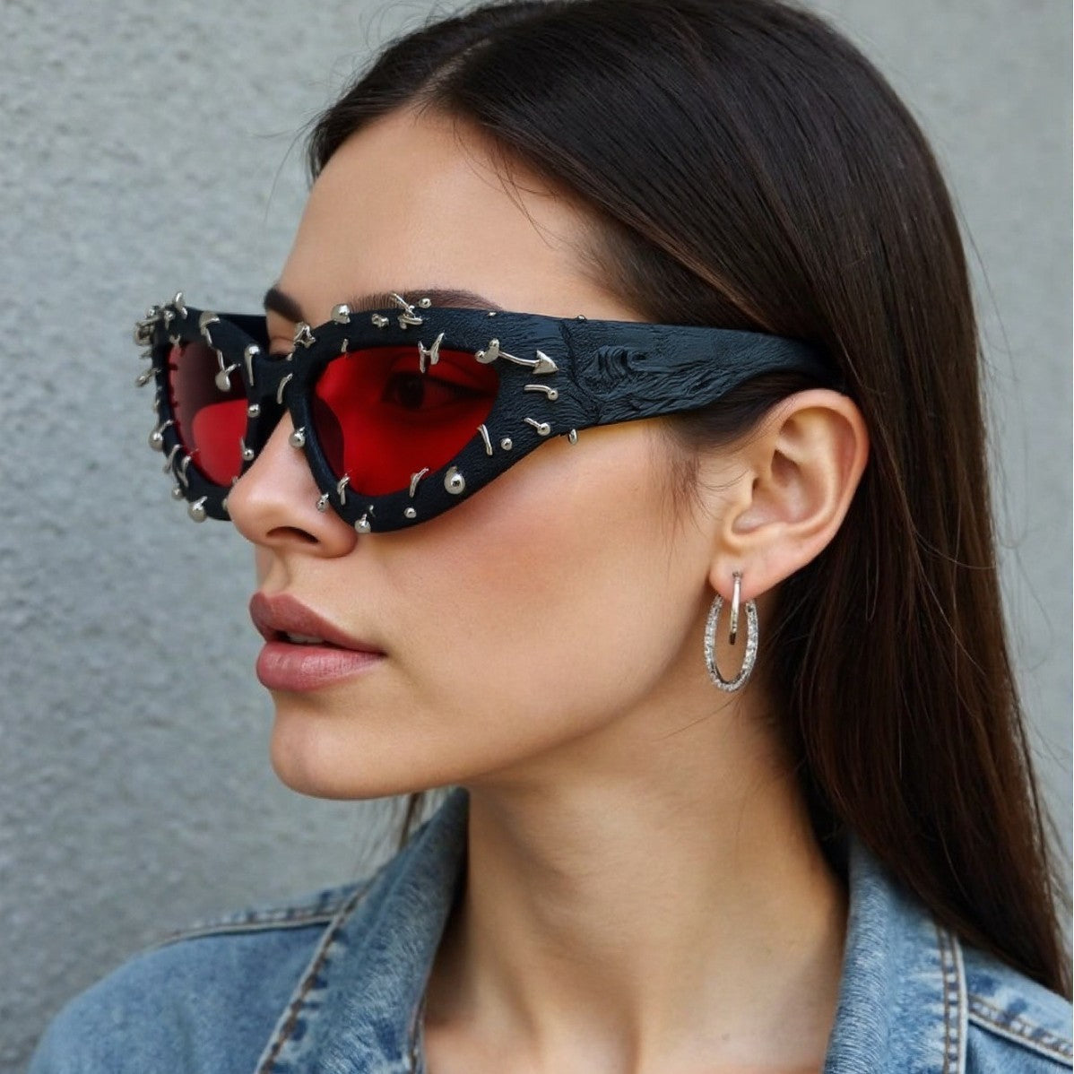 Punk Decorative Rivets Trend Street Snap Glasses