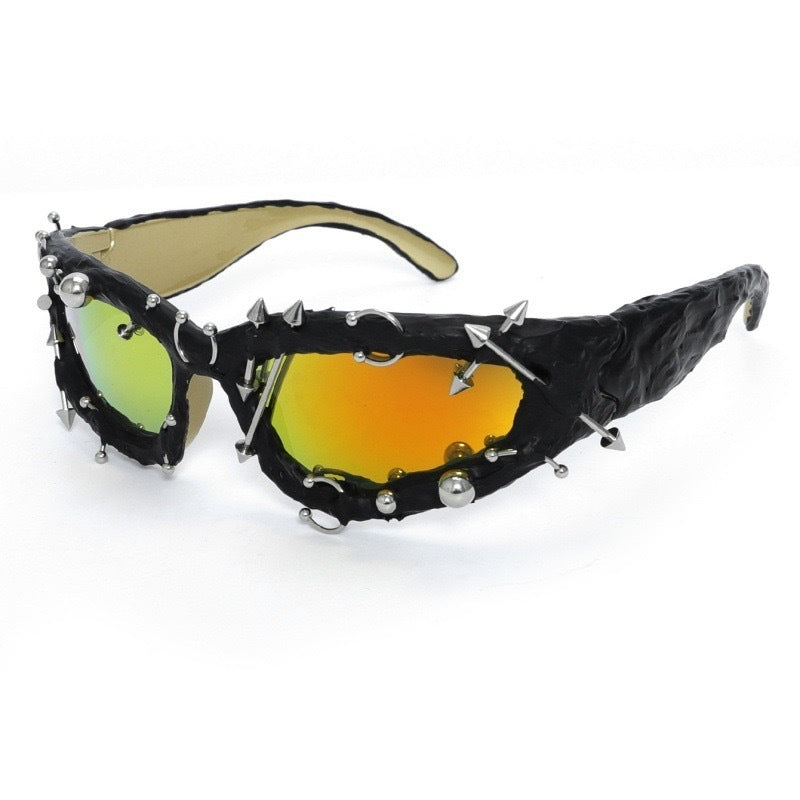 Punk Decorative Rivets Trend Street Snap Glasses