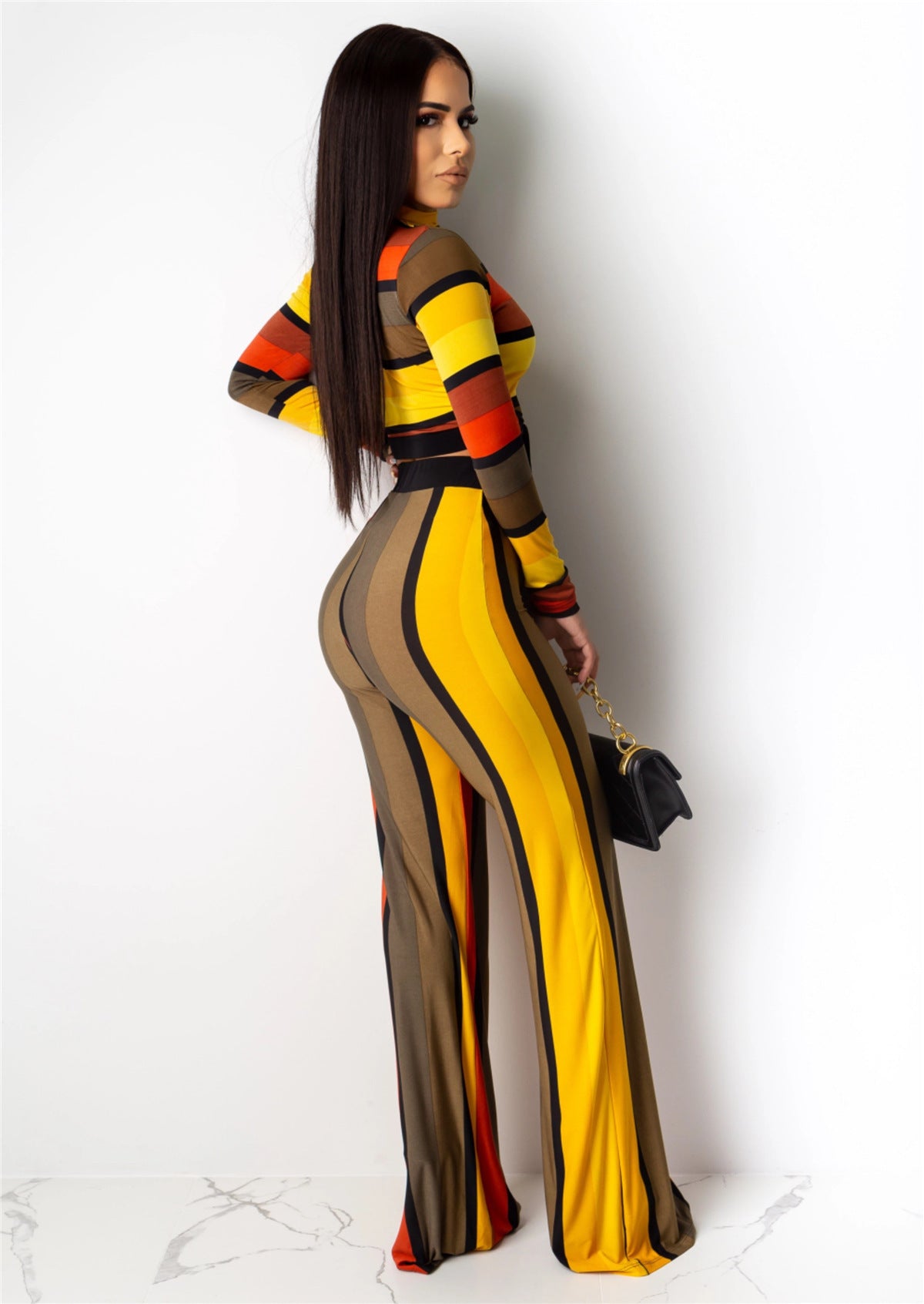 Striped print autumn suit
