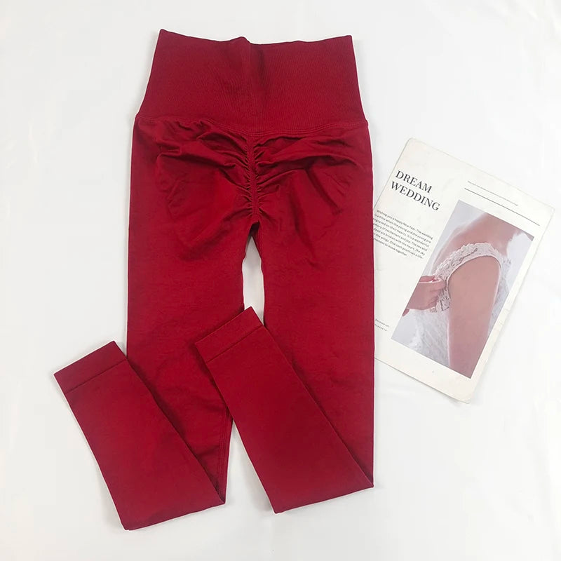 Seamless Sport Yoga High Waist Pants Leggings Sport See Through Yoga Gym Running Quick Dry Pants Scrunch Butt Pants - EL CHEG