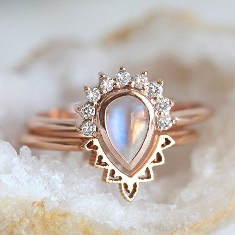 European And American Court Scenery Water Drop Geometry Ring