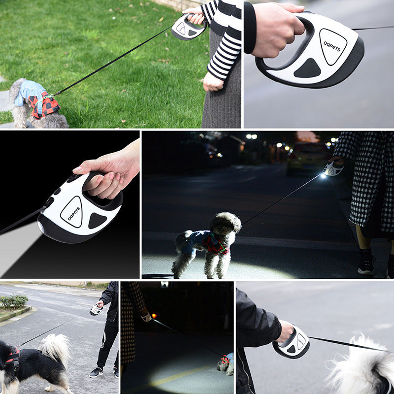 Pet Dog Automatic Retractable Fiber Leash Night Safety LED Shining Automatic Stretching Dog Hand Holding Rope Pet Supplies - EL CHEG