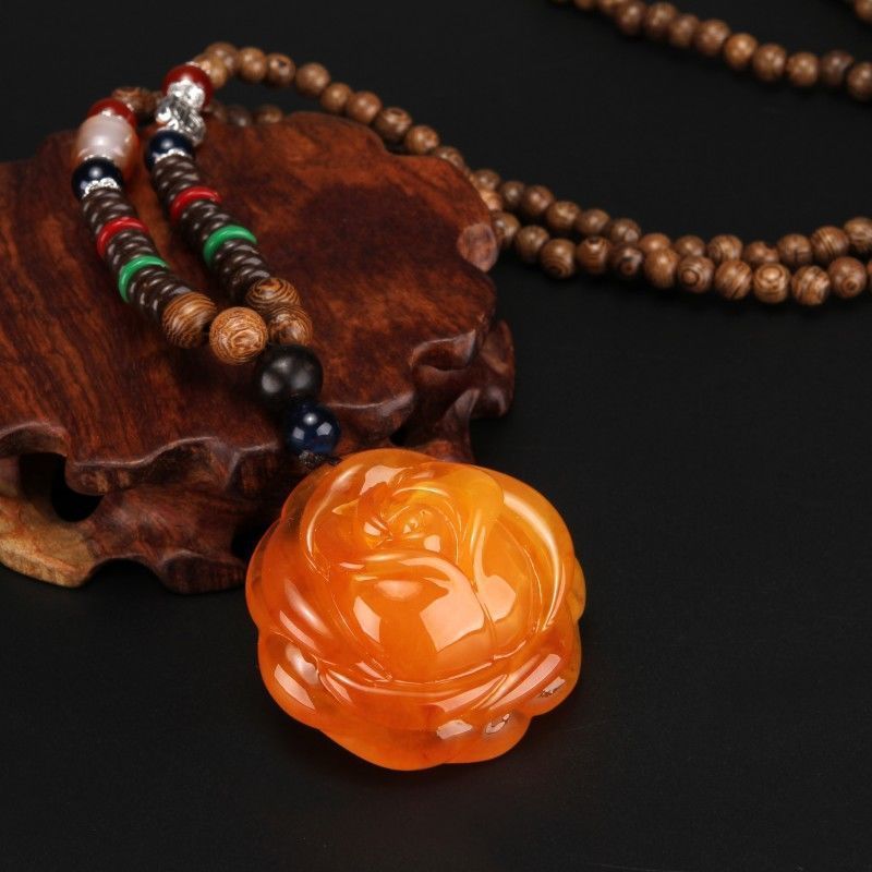 Retro Ethnic Sweater Chain Long Wooden Pendant