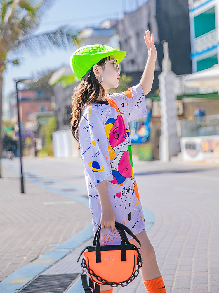 Summer Children's Mid-length Cotton Print Trendy Top