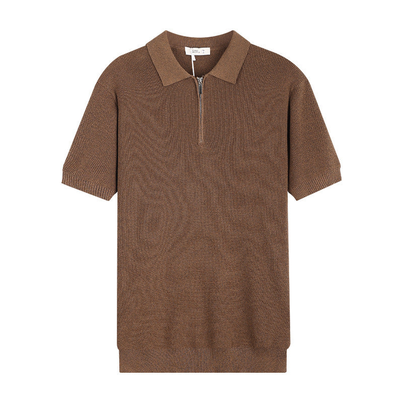 Men's Knitted Short-sleeved Ice Silk Polo Shirt