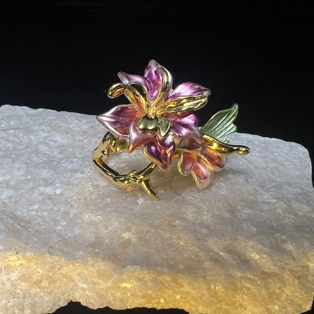 Oil Painting Series Enamel Open Ring