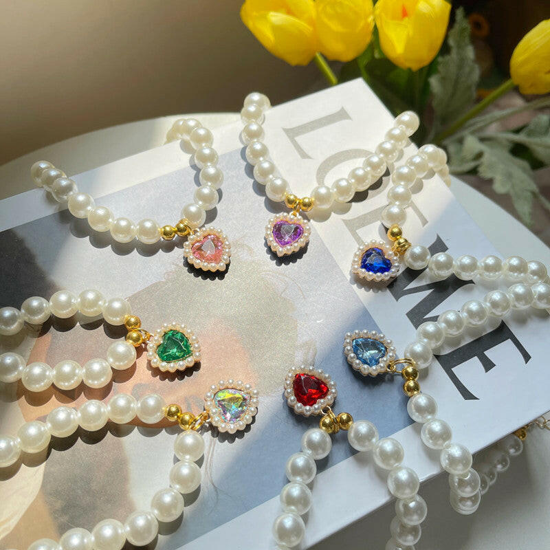 Pet Jewelry Cat Dog Necklace Retro Love Crystal Pendant Necklace Pet Products - EL CHEG