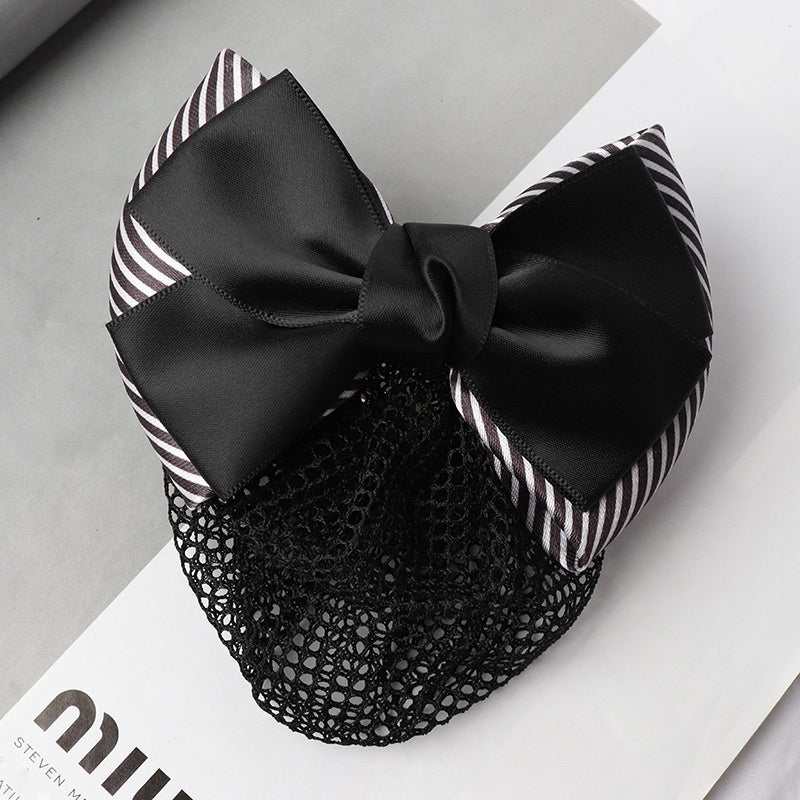 Professional Headdress Flower Bow Net Pocket Worker Work Plate Hair Clip Ornament